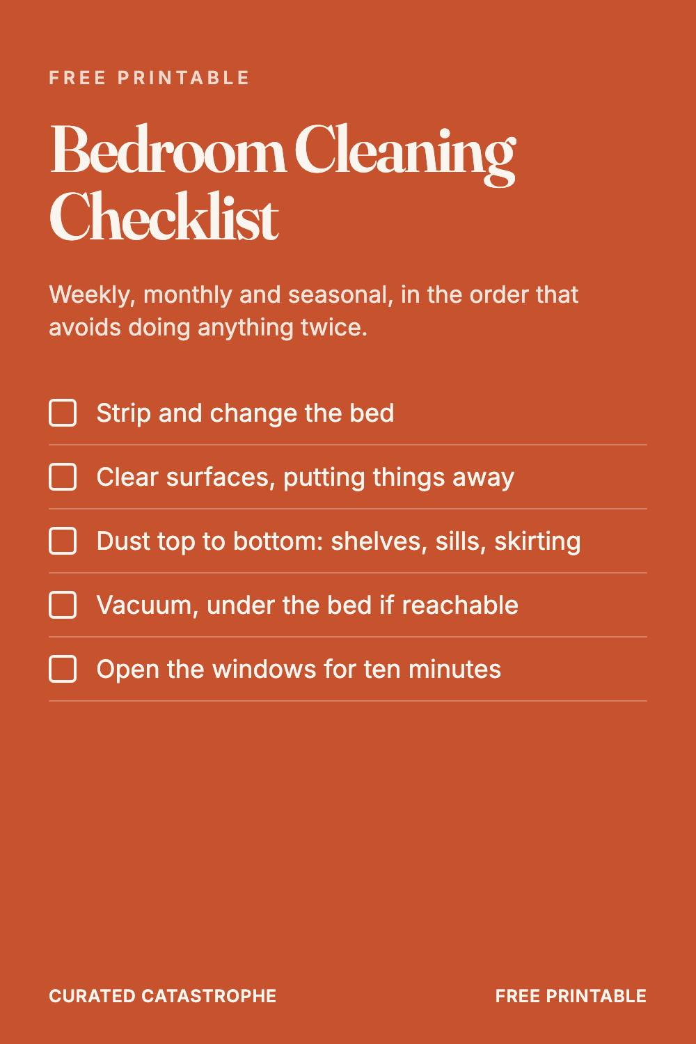 Bedroom Cleaning Checklist