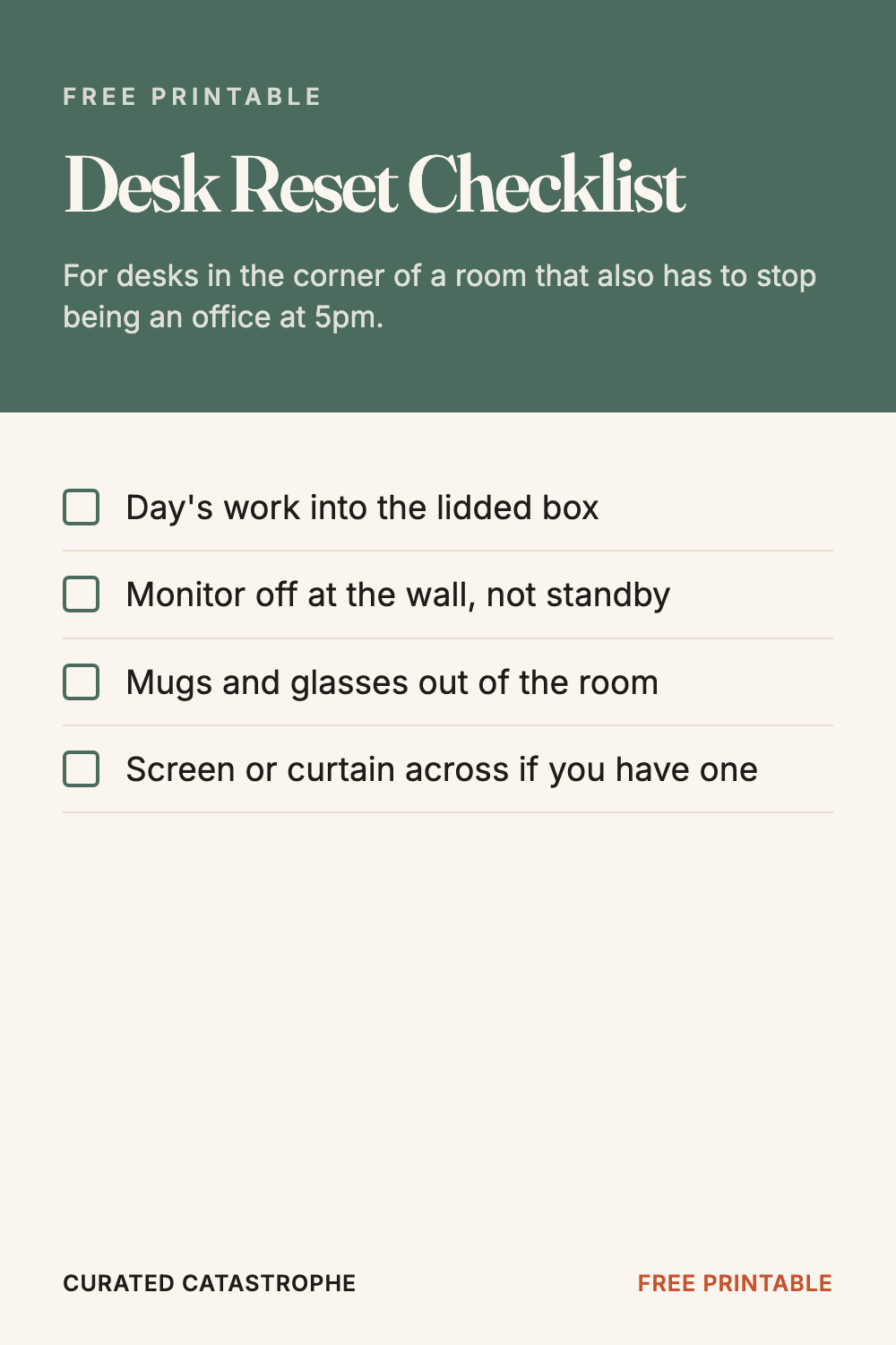 Desk Reset Checklist