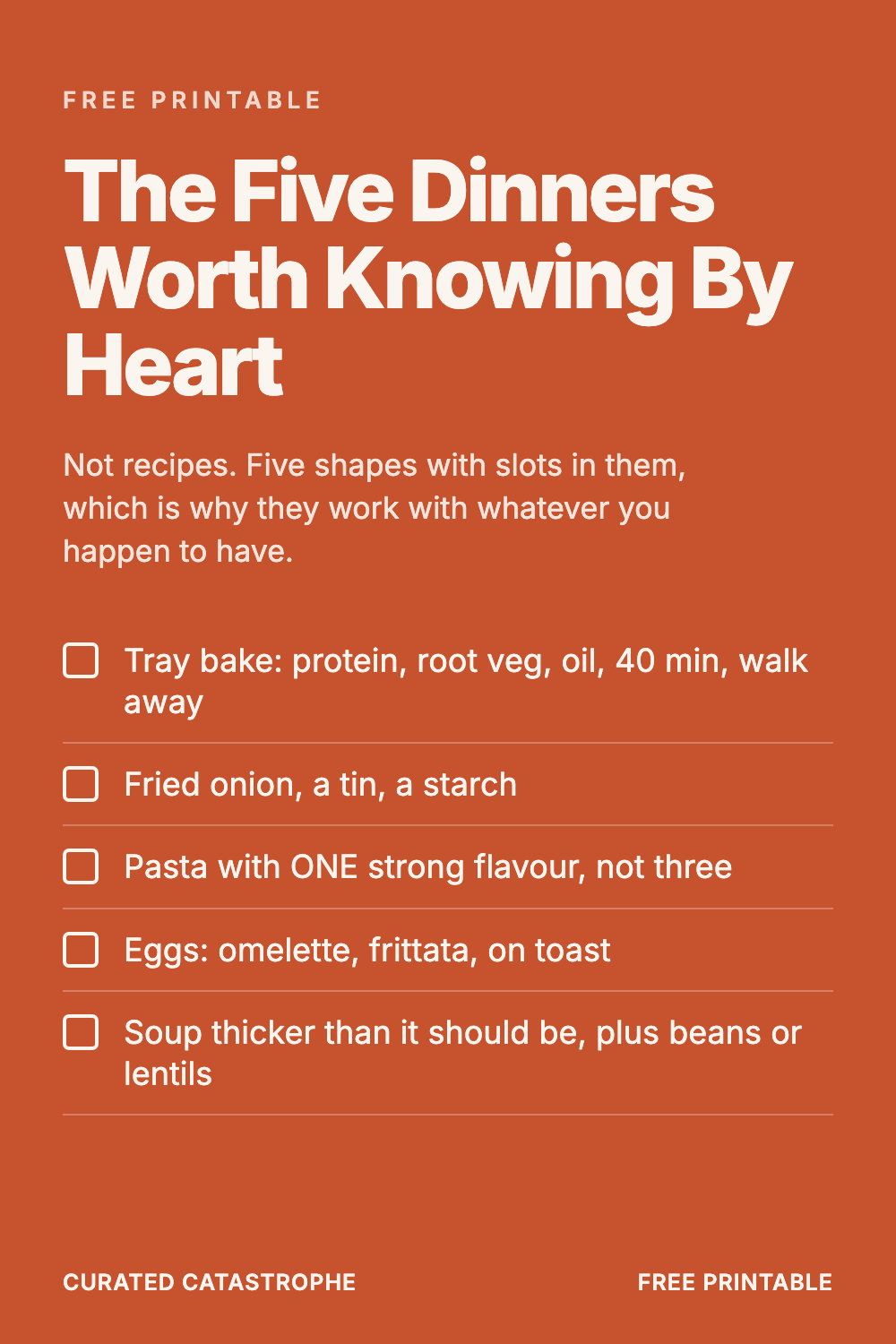The Five Dinners Worth Knowing By Heart
