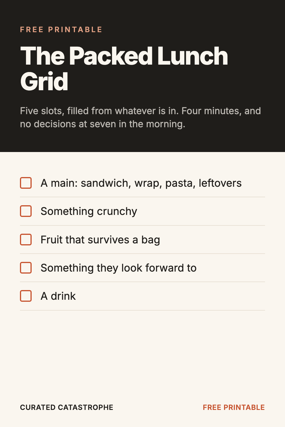 The Packed Lunch Grid