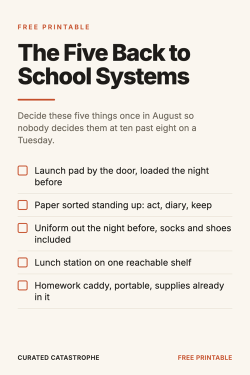 Preview of the The Five Back to School Systems printable
