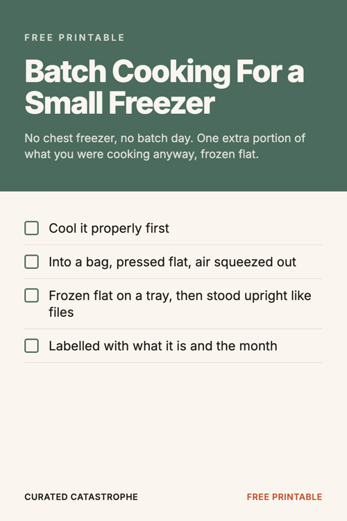 Preview of the Batch Cooking For a Small Freezer printable