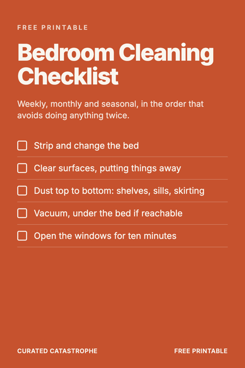 Preview of the Bedroom Cleaning Checklist printable