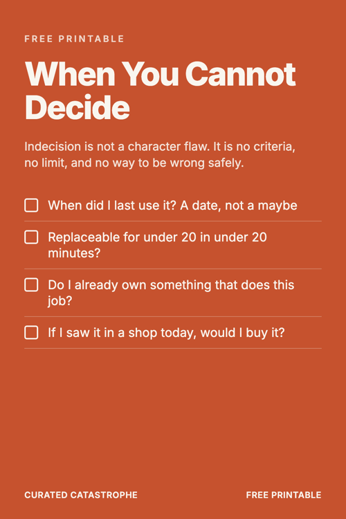 Preview of the When You Cannot Decide printable