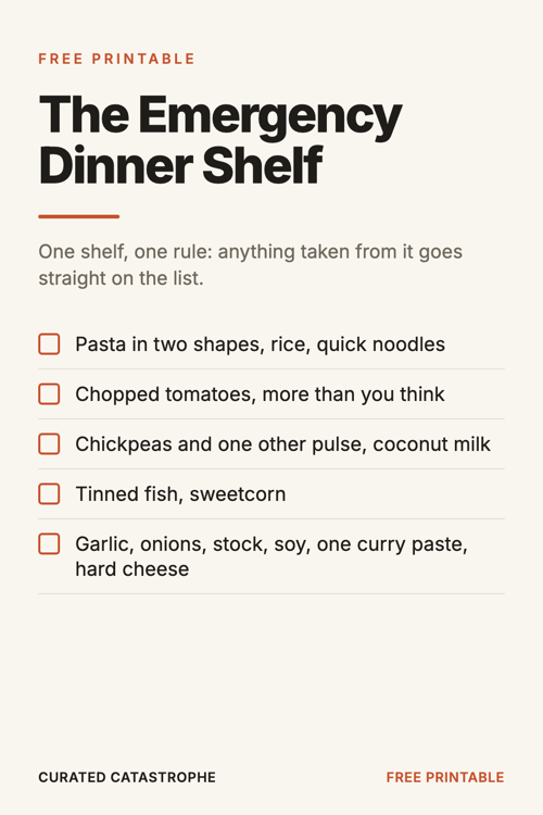 Preview of the The Emergency Dinner Shelf printable
