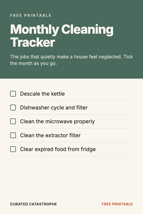 Preview of the Monthly Cleaning Tracker printable