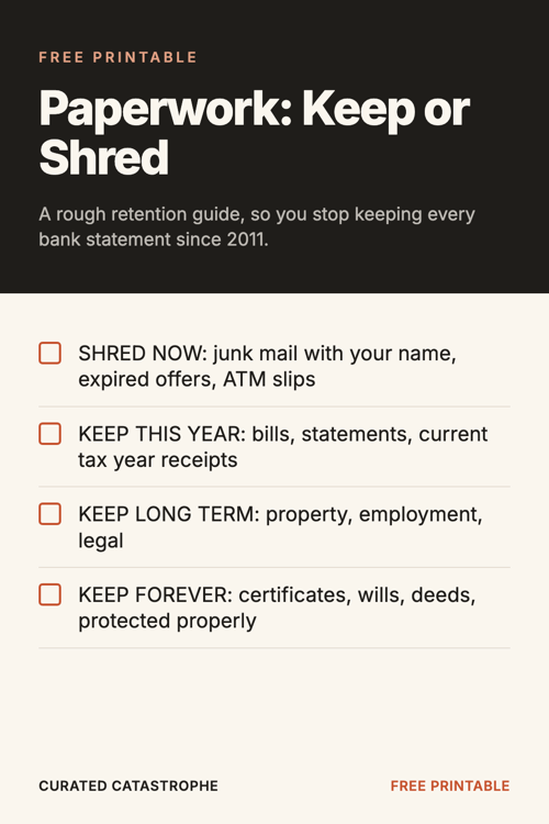 Preview of the Paperwork: Keep or Shred printable