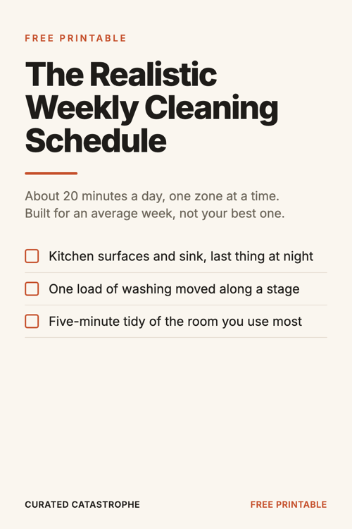 Preview of the The Realistic Weekly Cleaning Schedule printable
